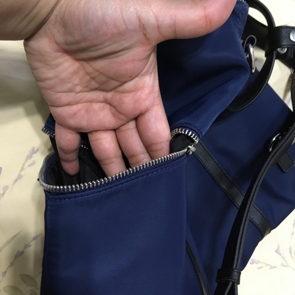 Large Bright Navy Nylon Convertible Backpack - Picture 3 of 8